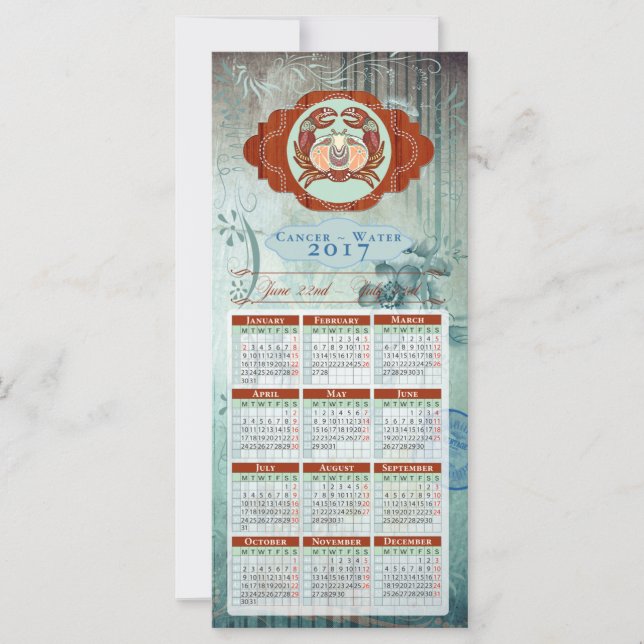 Carte Calendrier Horoscope 2017 ~ Cancer (Devant)