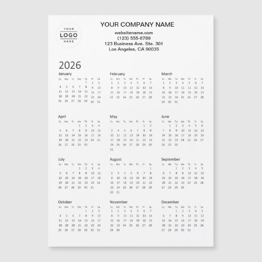 Carte Calendrier magnétique du logo personnalisé d (Devant)
