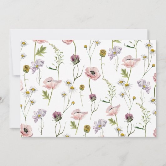 Carte Calendrier Mariage Fleur Sauvage Simple Enregistre (Dos)