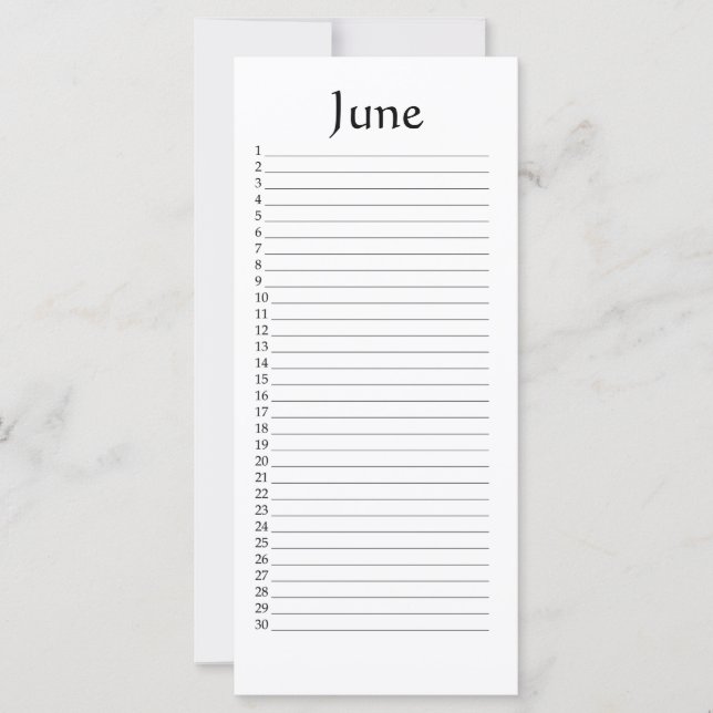 Carte Calendrier perpétuel Juin (Devant)