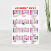 Carte Calendrier personnalisé de chat blanc mignon 2025 (Dos)