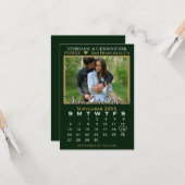 Carte Calendrier photo Hunter Mariage vert Enregistrer n (Devant/Arrière en situation)