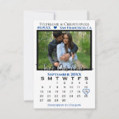 Carte Calendrier photo simple Marine Mariage Enregistrer (Devant)