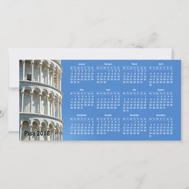 Carte Calendrier Pise, Italie 2018 (Devant)