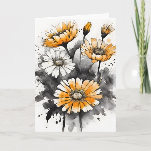 Carte Calendula - Fleurs aquarelle (Devant)