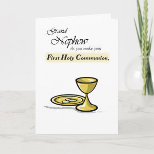 Carte Calice et patène en or pour la première communion