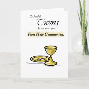 Carte Calice et patène en or pour la première communion