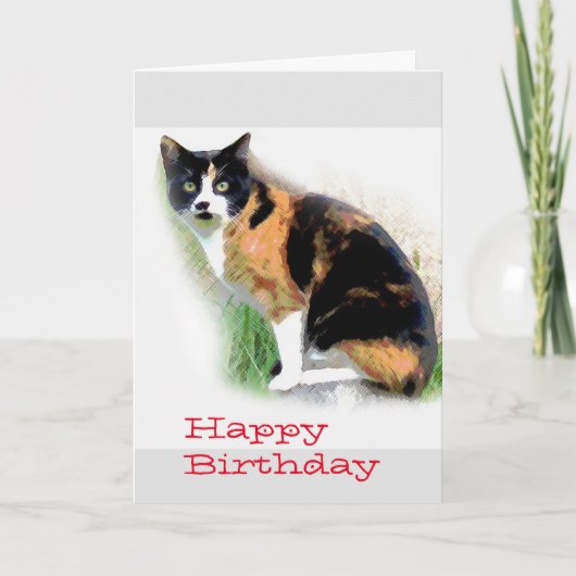 Carte Calico cat Anniversaire (Devant)