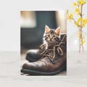 Carte Calico Kitten En Chaussure Ancienne (Fleur jaune)