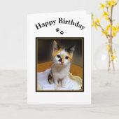 Carte Calico Kitten Joyeux anniversaire (Fleur jaune)