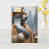Carte California Bear Firefighter Merci (Fleur jaune)