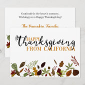 Carte California Fall Folid Thanksgiving (Devant / Derrière)