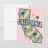 Carte California Illustrated Bold Colorful Postcar (Devant / Derrière)