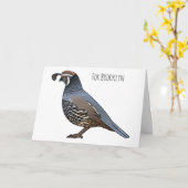 Carte California quail bird cartoon illustration (Fleur jaune)