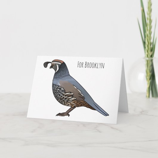 Carte California quail bird cartoon illustration (Devant)