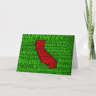 Carte California Word Art Christmas Card