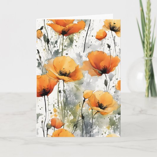 Carte Californian poppy - Watercolor flowers (Devant)