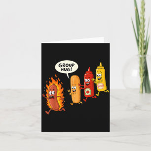 Carte Câlin de groupe de hot-dog drôle de saucisse de pa