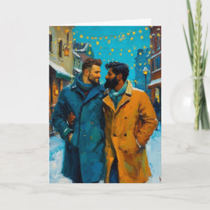 Carte Câlins dans la rue d'hiver