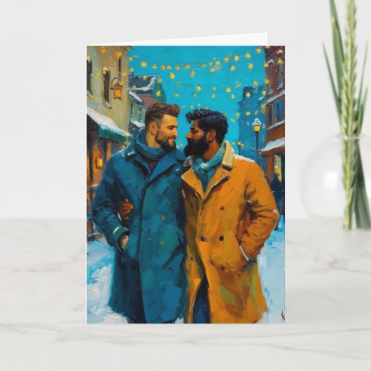 Carte Câlins dans la rue d'hiver (Devant)