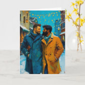 Carte Câlins dans la rue d'hiver (Fleur jaune)