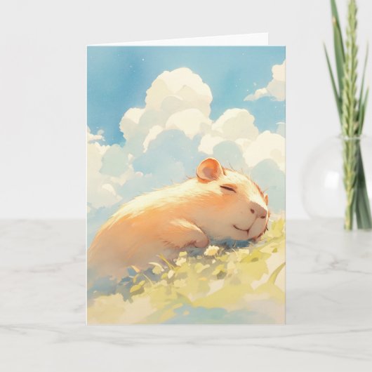 Carte Câlins de capybaras dans l'herbe (Devant)