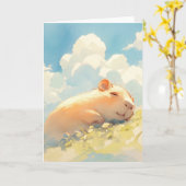 Carte Câlins de capybaras dans l'herbe (Fleur jaune)