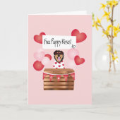 Carte Câlins de chiot gratuits Saint-Valentin Chien Roug (Fleur jaune)