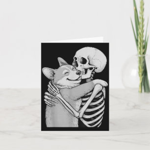 Carte Câlins de squelette de Corgi Halloween amateur de