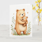 Carte Câlins d'ours à l'aquarelle (Fleur jaune)