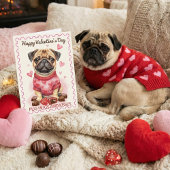Carte Câlins et baisers de Pug Adorable Saint-Valentin
