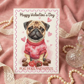 Carte Câlins et baisers de Pug Adorable Saint-Valentin