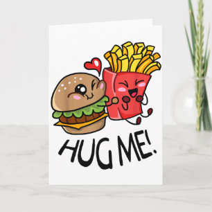 Carte Câlins Mignons Hamburger Et Frites Couple St-Valen