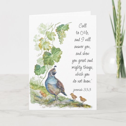 Carte Call to Me Scripture Inspiration California Quail (Devant)