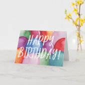 Carte Calligraphie Ballons d'anniversaire heureux (Fleur jaune)