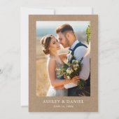 Carte Calligraphie Botanique Mariage Kraft Photo Invitat (Dos)