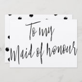 Carte Calligraphie chic moderne à ma servante d'honneur (Devant / Derrière)