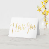 Carte Calligraphie chic moderne d'or "je t'aime " (Fleur jaune)
