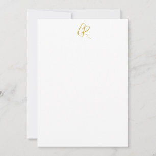 Carte Calligraphie couleur or monogramme moderne minimal
