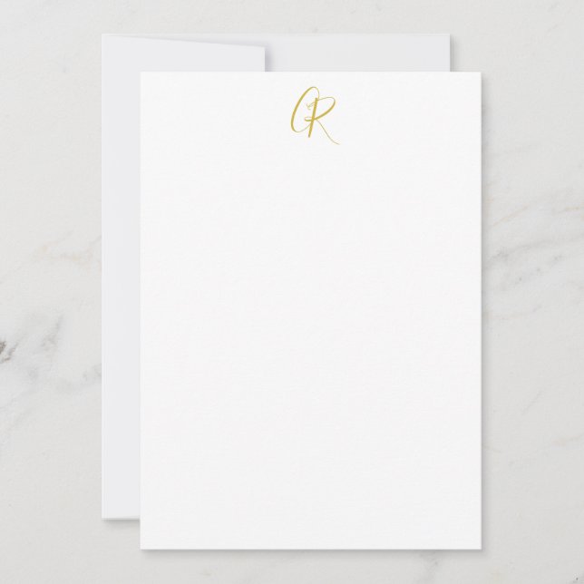 Carte Calligraphie couleur or monogramme moderne minimal (Devant)