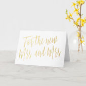 Carte Calligraphie d'or "Pour les nouvelles mrs. et mrs. (Fleur jaune)