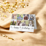 Carte Calligraphie du coeur Photo Joyeux anniversaire<br><div class="desc">La carte de voeux d'anniversaire Happy Modern comporte 10 photos. 8 à l'avant,  1 à l'intérieur et 1 à l'arrière de la carte.</div>