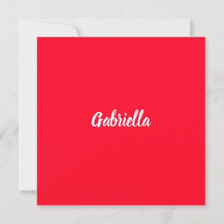 Carte Calligraphie Élégant Rouge Blanc Simple Nom Plain