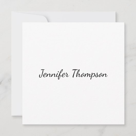 Carte Calligraphie Élégant Simple Nom Plain (Devant)