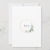 Carte Calligraphie Eucalyptus Gold Monogram Mariage (Dos)