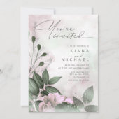 Carte Calligraphie Floral Mauve ID771 (Devant)