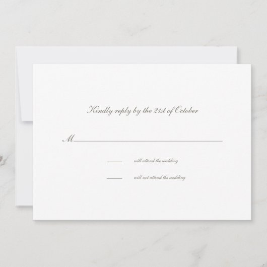 Carte Calligraphie Formal Classic Mariage en ivoire RSVP (Devant)