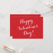 Carte calligraphie Heureuse Sainte-Valentin rouge blanc (Devant/Arrière en situation)