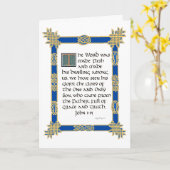 Carte Calligraphie illuminée celtique Jean 1:14 Noël (Fleur jaune)