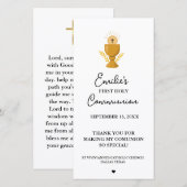 Carte Calligraphie minimaliste Première Sainte Communion (Devant / Derrière)